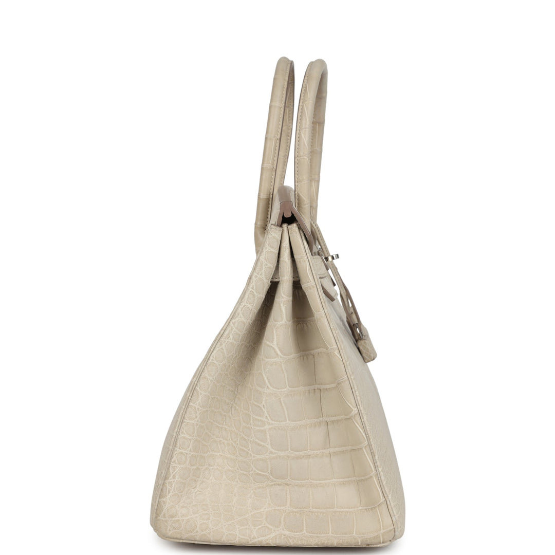 Hermes Birkin 35 Beton Matte Alligator Palladium Hardware