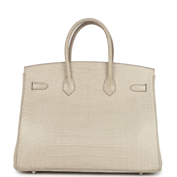 Hermes Birkin 35 Beton Matte Alligator Palladium Hardware