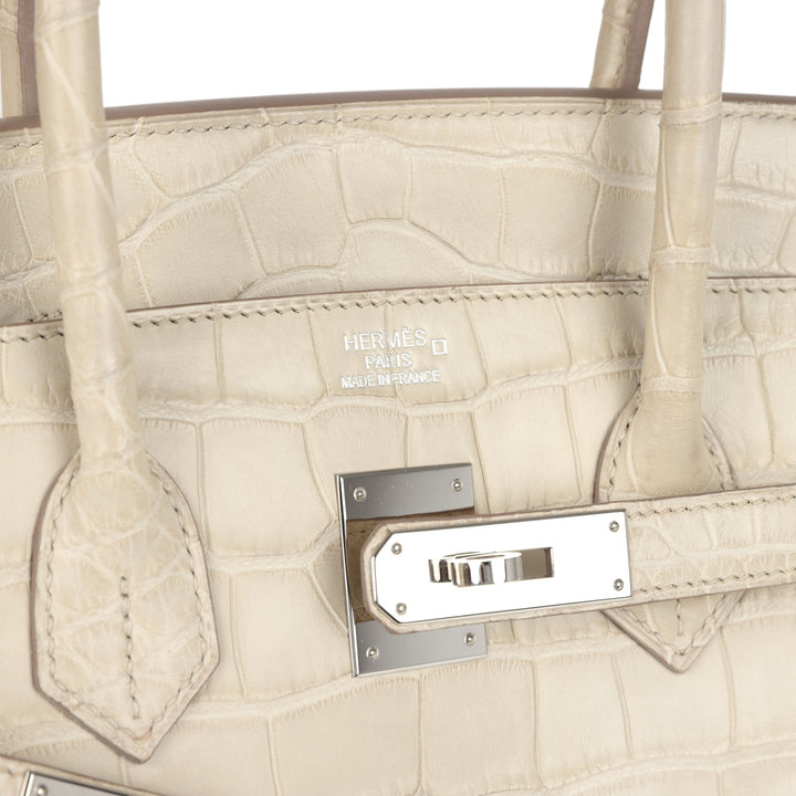 Hermes Birkin 35 Beton Matte Alligator Palladium Hardware