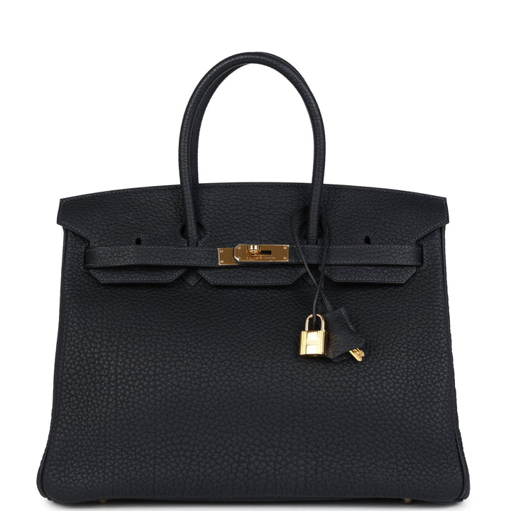 Hermes Birkin 35 Black Fjord Gold Hardware