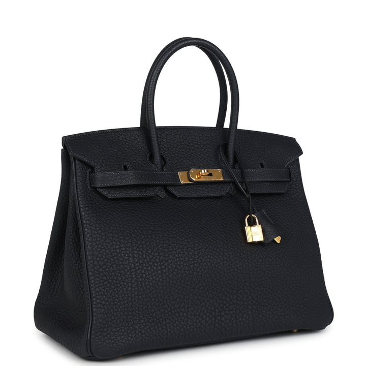 Hermes Birkin 35 Black Fjord Gold Hardware