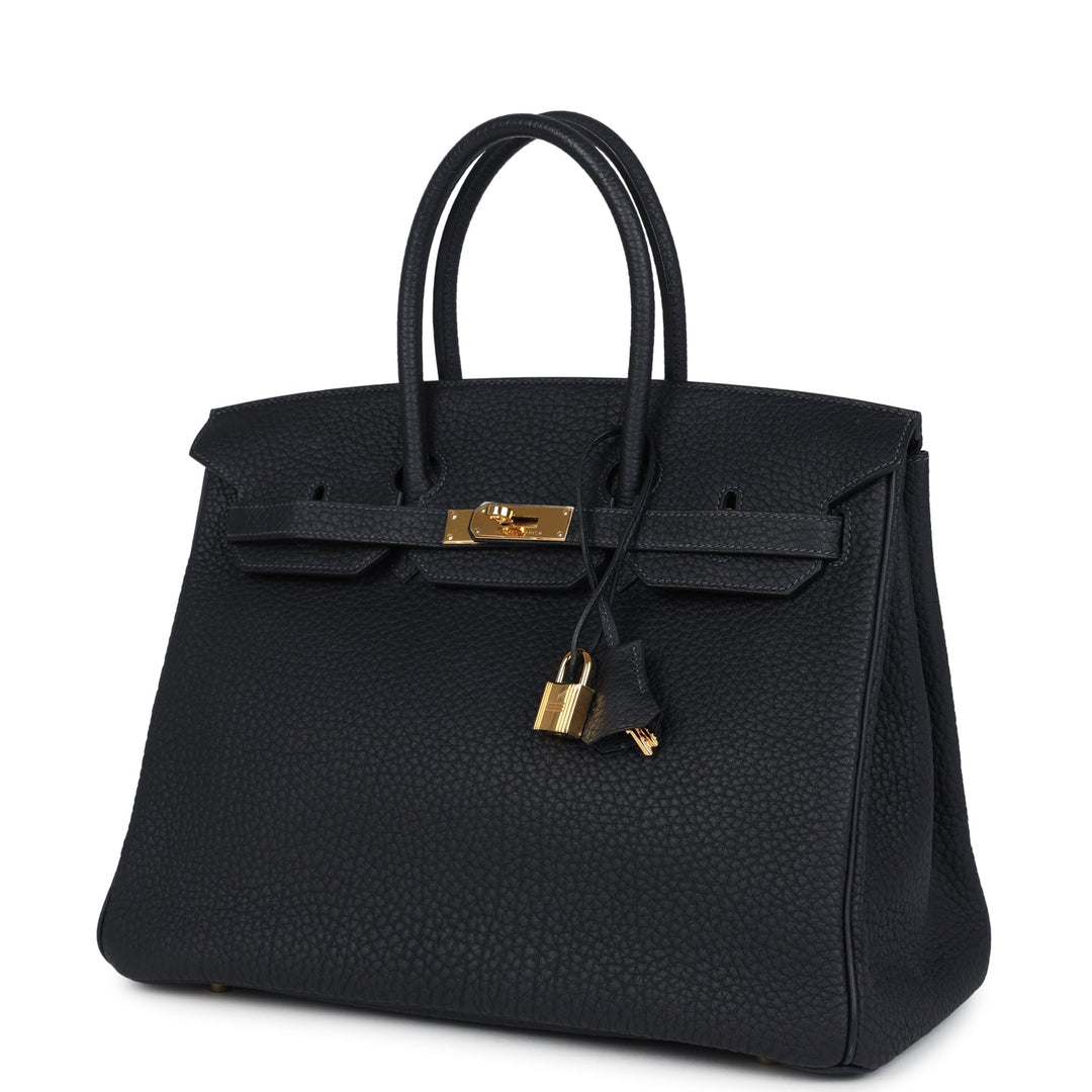 Hermes Birkin 35 Black Fjord Gold Hardware