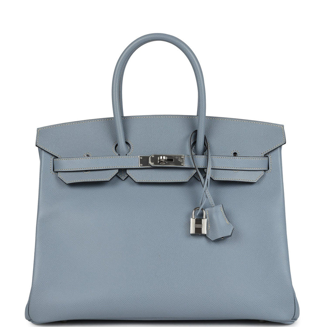 Hermes Birkin 35 Bleu Lin Epsom Palladium Hardware