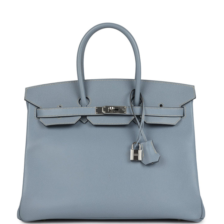 Hermes Birkin 35 Bleu Lin Epsom Palladium Hardware