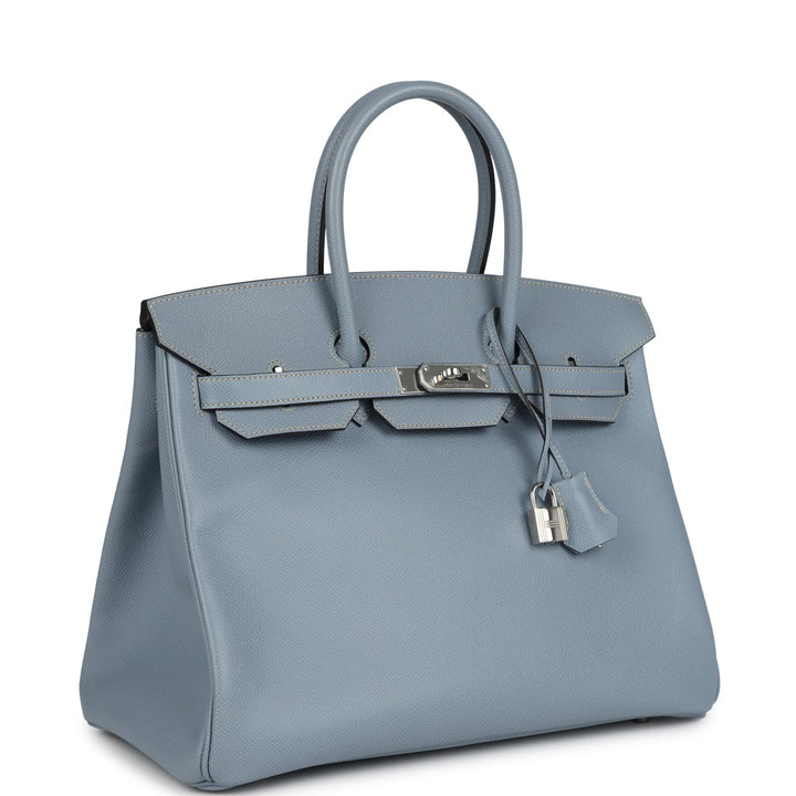 Hermes Birkin 35 Bleu Lin Epsom Palladium Hardware