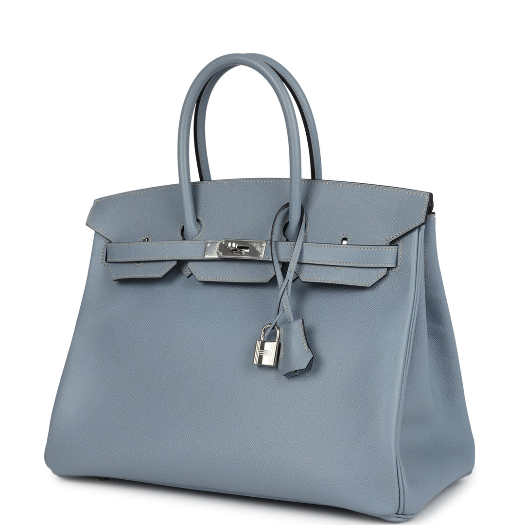 Hermes Birkin 35 Bleu Lin Epsom Palladium Hardware
