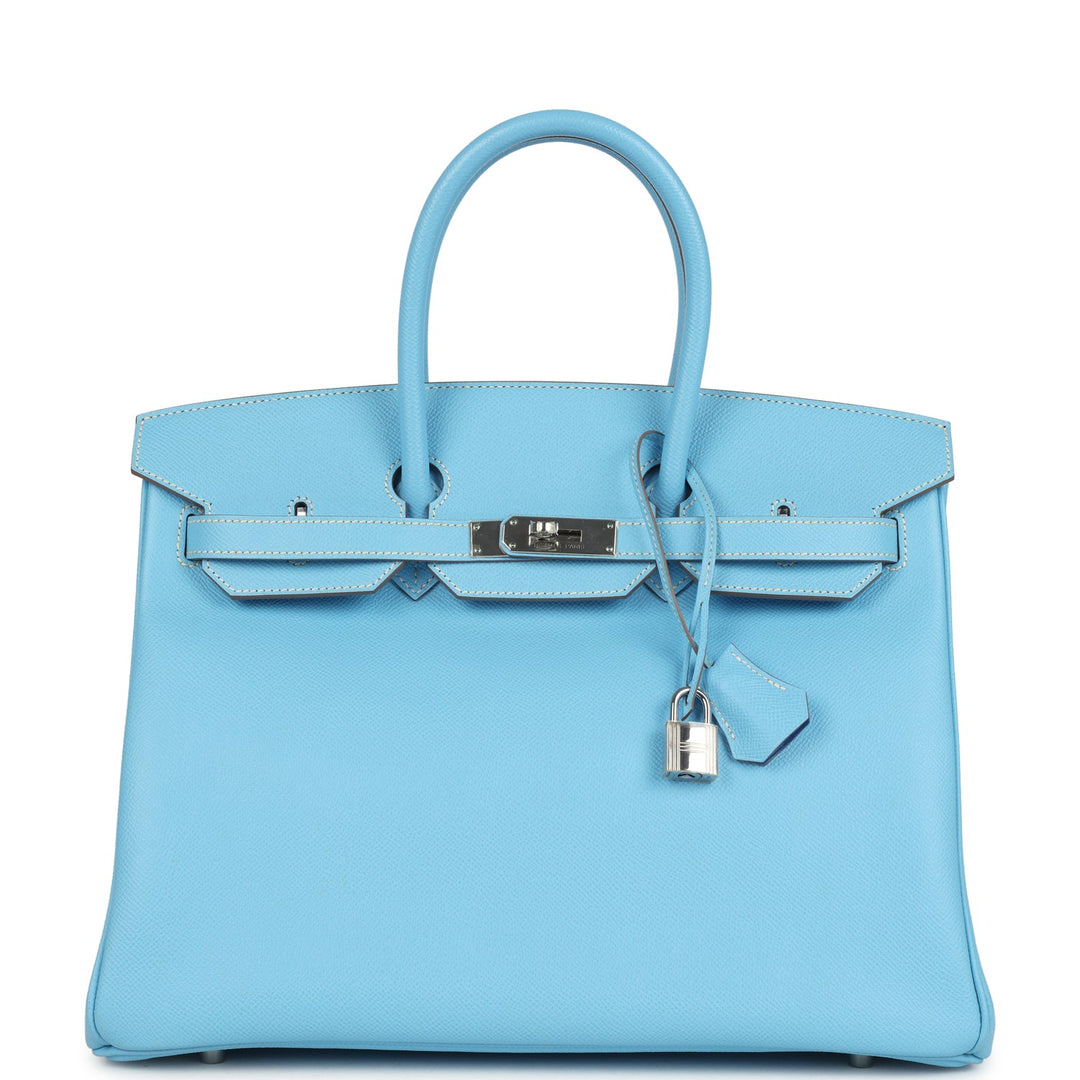 Hermes Birkin 35 Bleu Celeste Candy Epsom Palladium Hardware