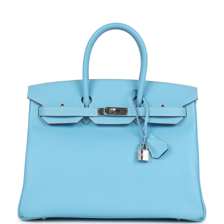Hermes Birkin 35 Bleu Celeste Candy Epsom Palladium Hardware