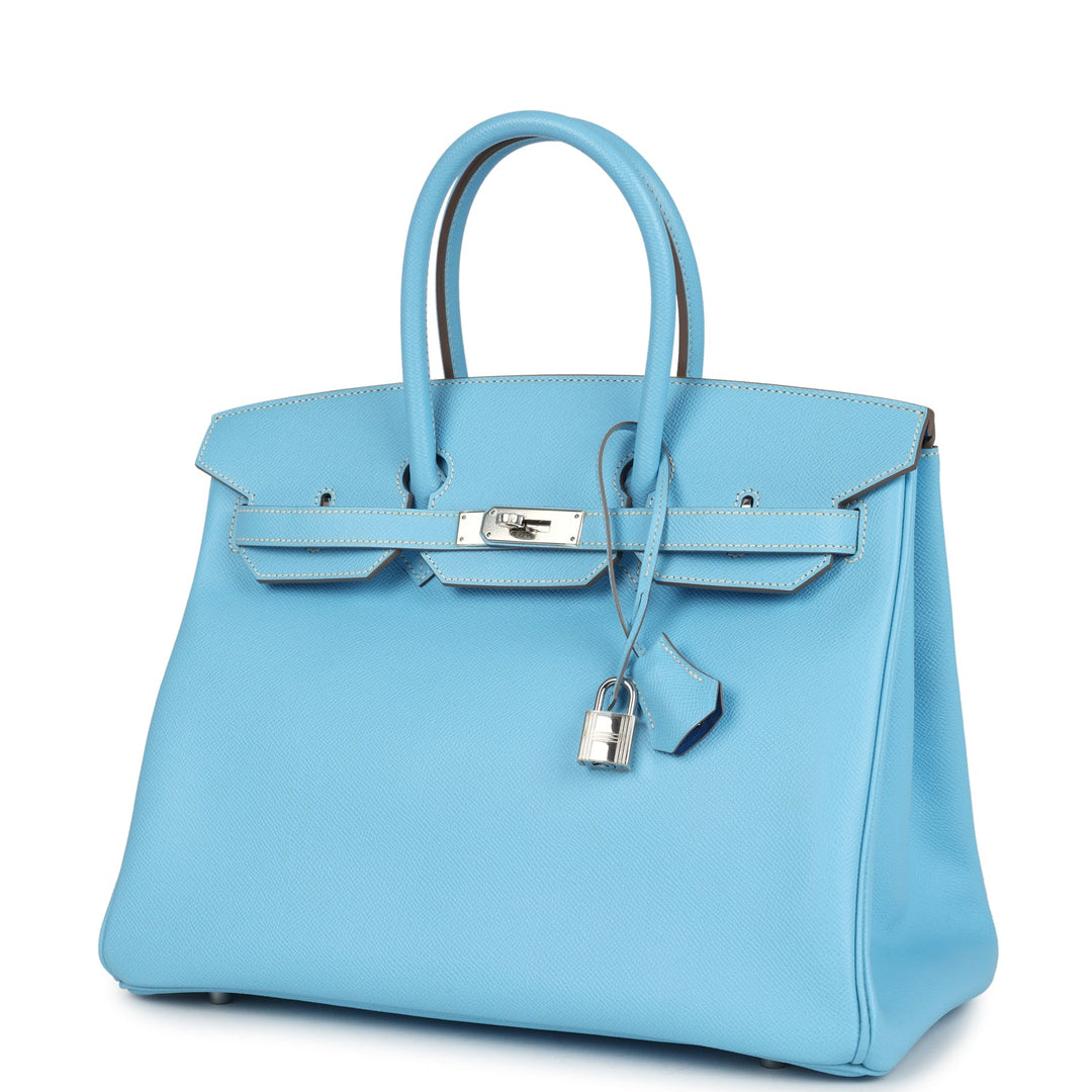 Hermes Birkin 35 Bleu Celeste Candy Epsom Palladium Hardware
