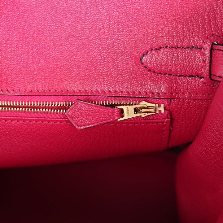 Hermes Special Order (HSS) Birkin 30 Black and Rose Mexico Togo Brushed Gold Hardware