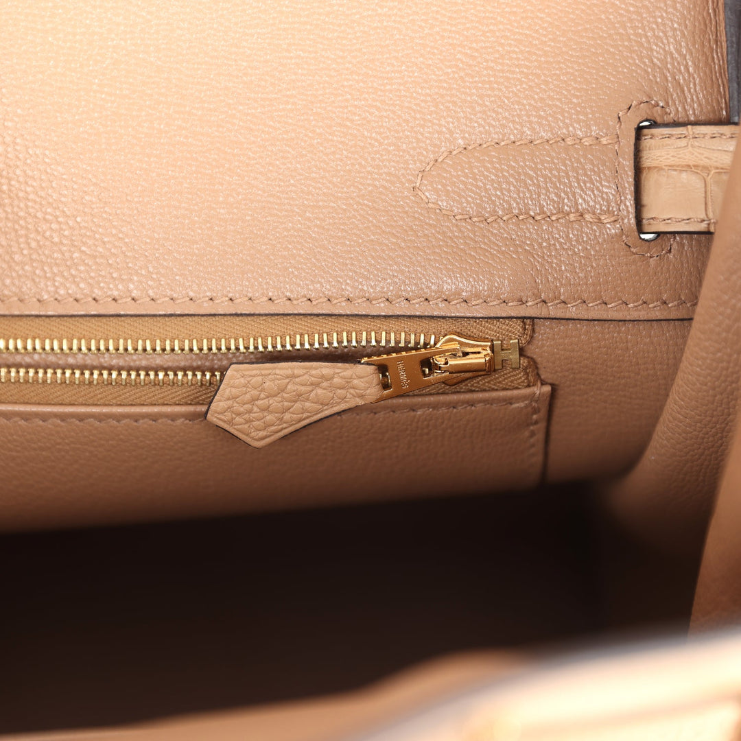 Hermes Birkin 30 Chai Matte Alligator and Togo Touch Permabrass Hardware