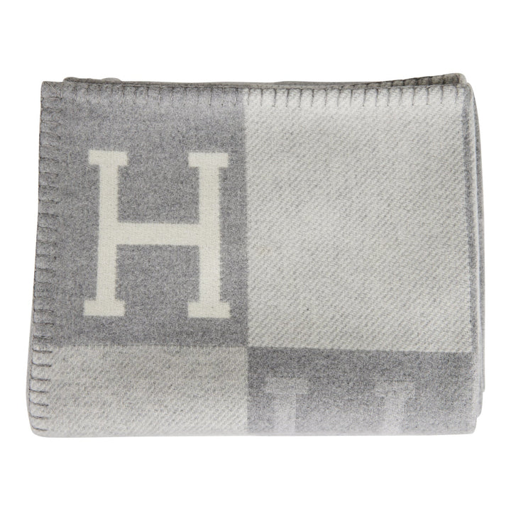 Top quality Hermes "Classic Avalon" Ecru and Gris Clair Blanket