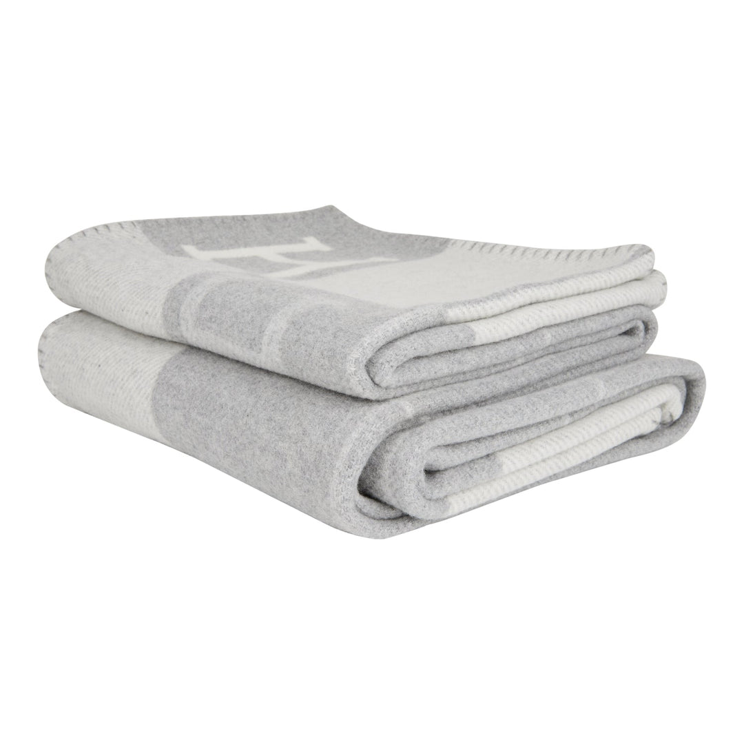 Top quality Hermes "Classic Avalon" Ecru and Gris Clair Blanket