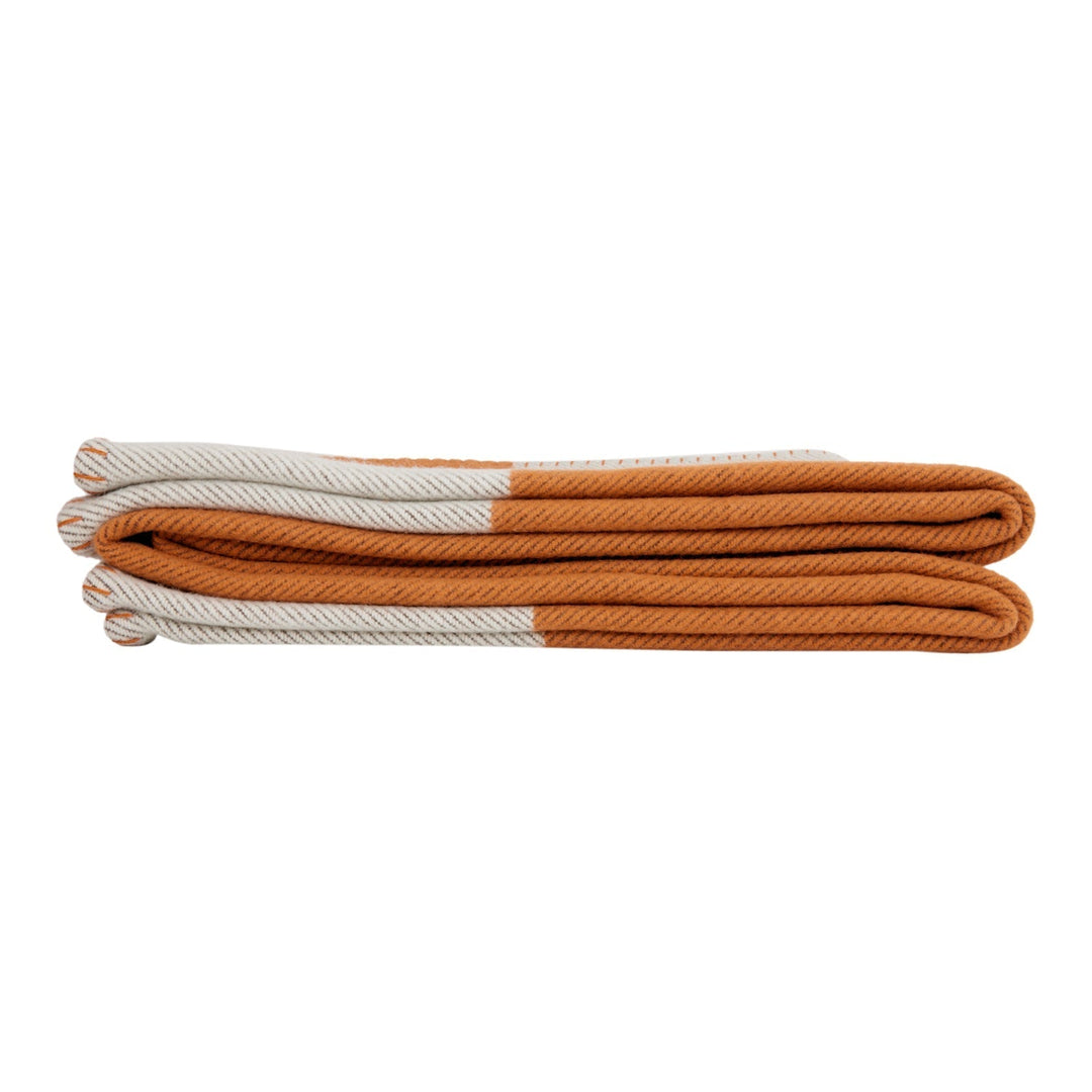 Top quality Hermes "Classic Avalon" Ecru and Orange H Blanket