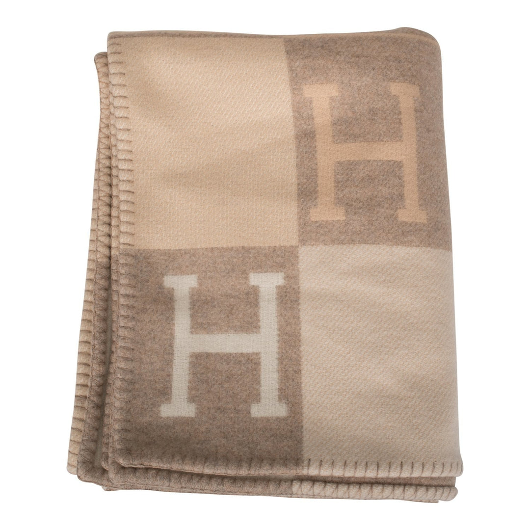 Top quality Hermes "Classic Avalon" Coco and Camomille Blanket