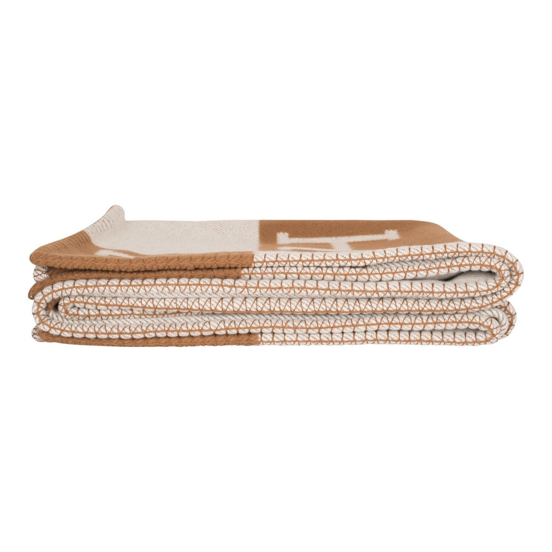 Top quality Hermes "Classic Avalon" Ecru and Camel Blanket