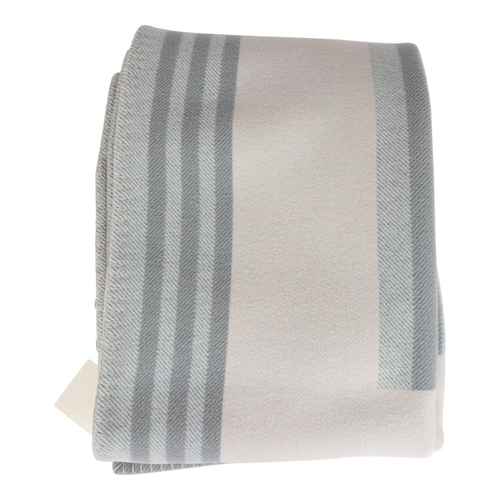 Top quality Hermes "Ithaque" Gris and Perle Blanket