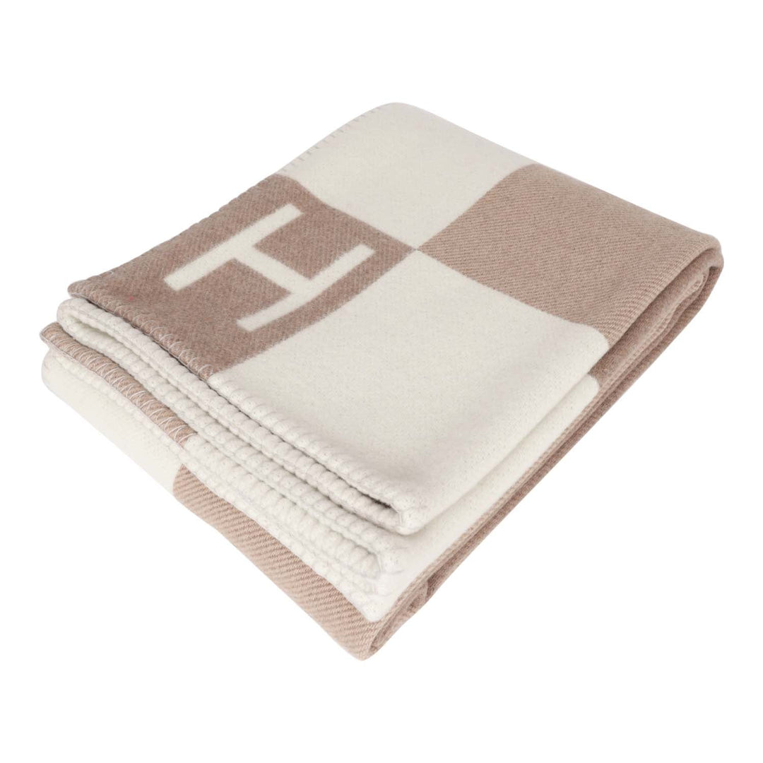 Top quality Hermes "Avalon Vibration" Ecru and Natural Blanket