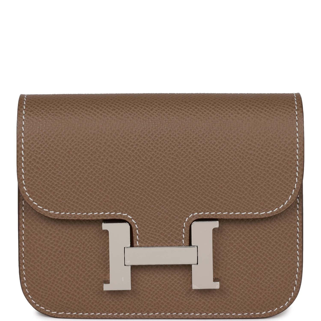 Top quality Hermes Constance Slim Wallet Etoupe Epsom Palladium Hardware