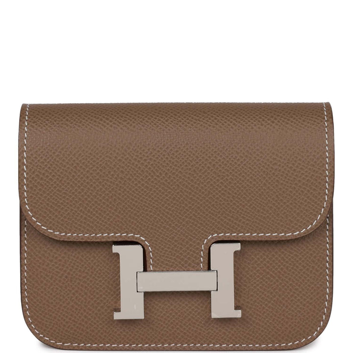 Top quality Hermes Constance Slim Wallet Etoupe Epsom Palladium Hardware