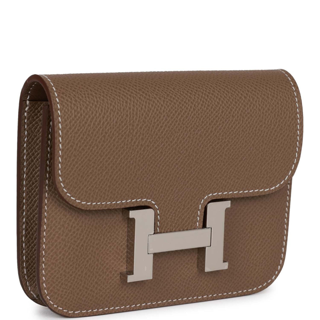 Top quality Hermes Constance Slim Wallet Etoupe Epsom Palladium Hardware