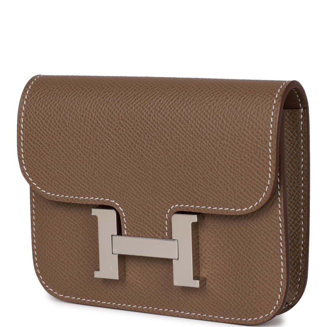 Top quality Hermes Constance Slim Wallet Etoupe Epsom Palladium Hardware