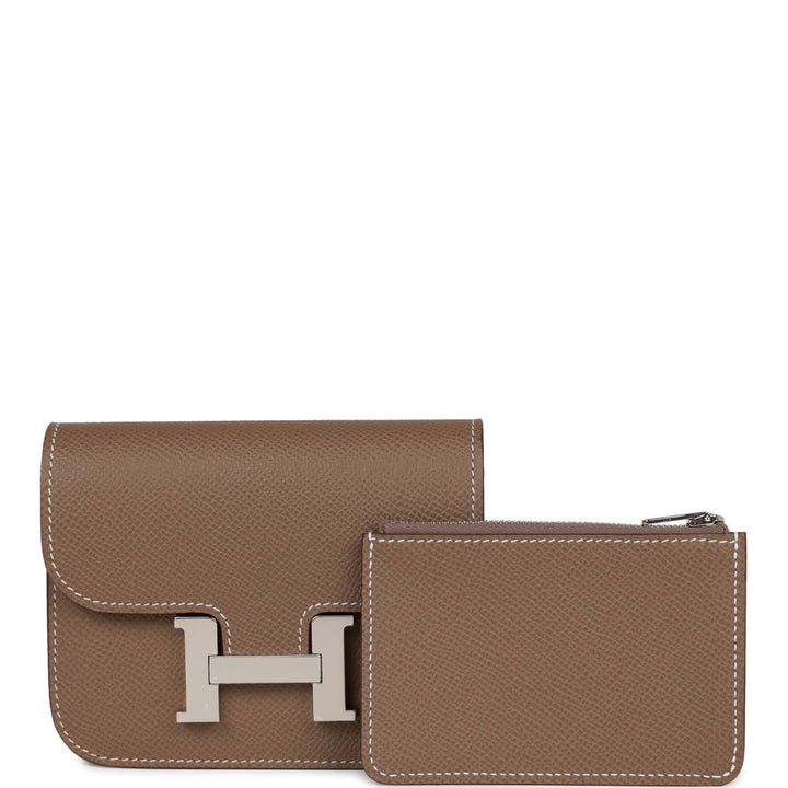 Top quality Hermes Constance Slim Wallet Etoupe Epsom Palladium Hardware