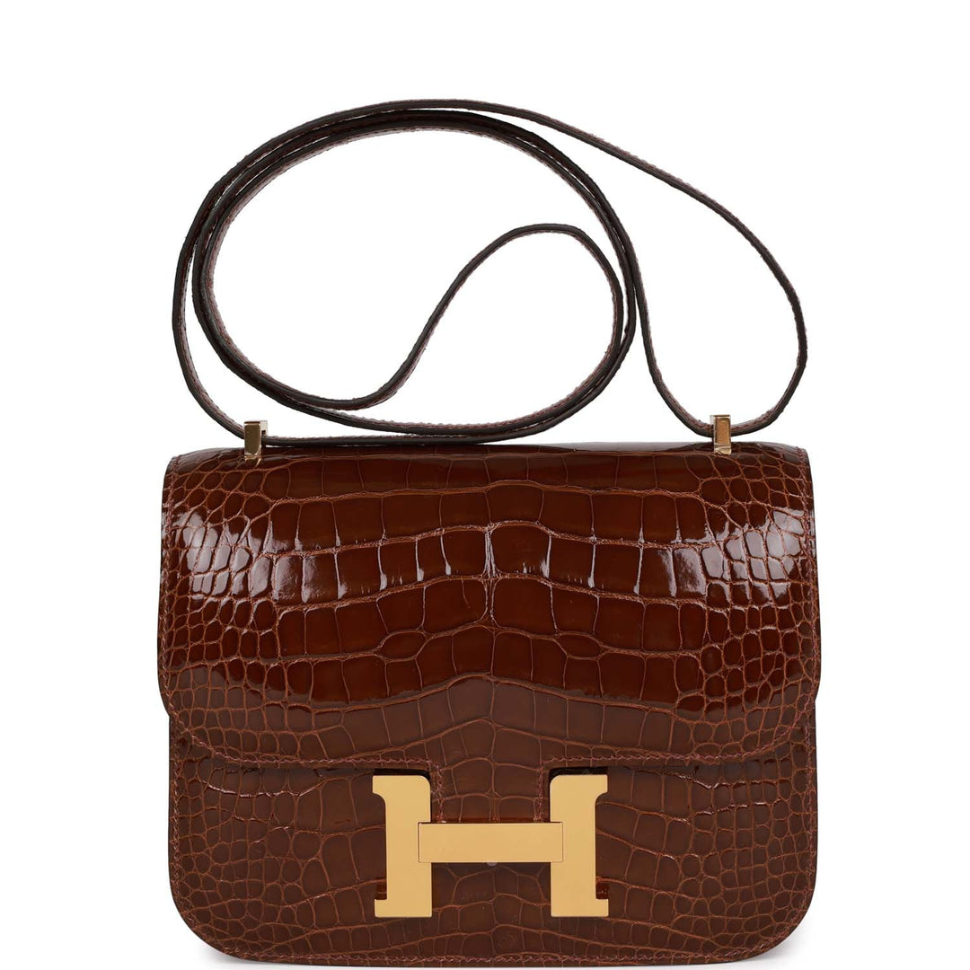 Top quality Hermes Constance 18 Miel Shiny Alligator Gold Hardware