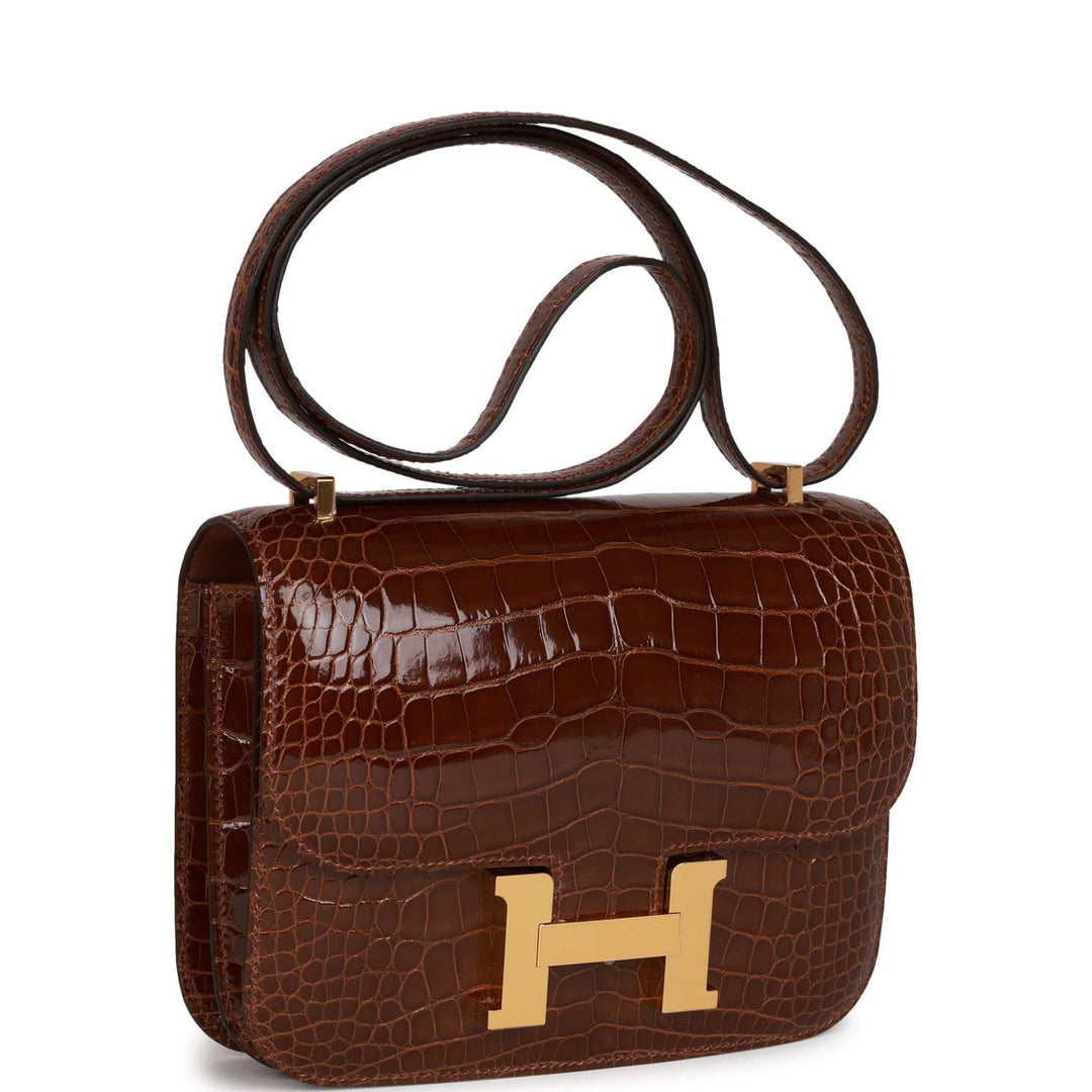 Top quality Hermes Constance 18 Miel Shiny Alligator Gold Hardware