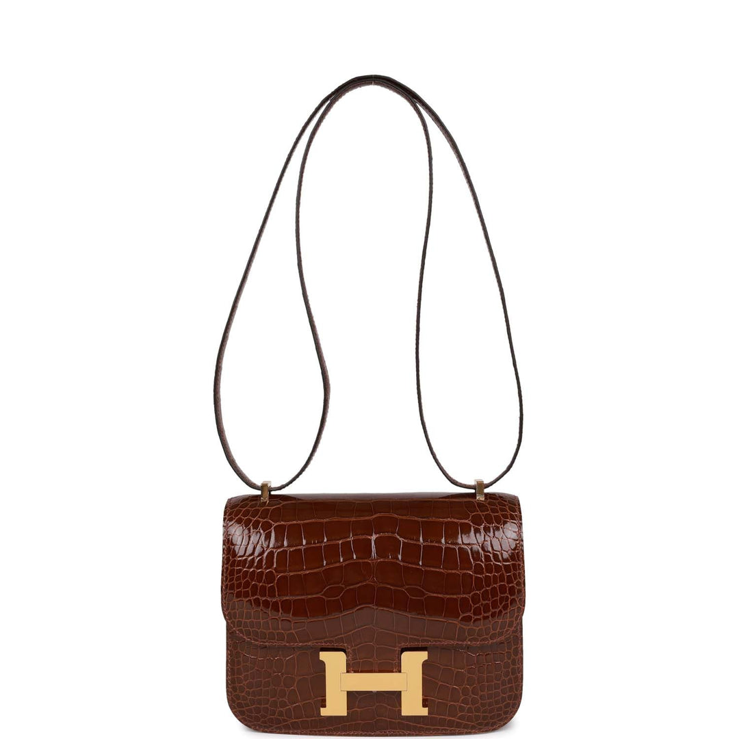 Top quality Hermes Constance 18 Miel Shiny Alligator Gold Hardware