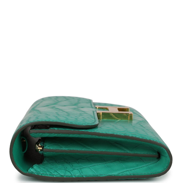 Top quality Hermes Constance Wallet To Go Vert Jade Matte Alligator Gold Hardware