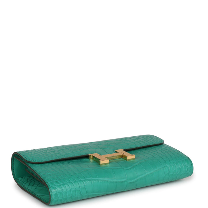 Top quality Hermes Constance Wallet To Go Vert Jade Matte Alligator Gold Hardware