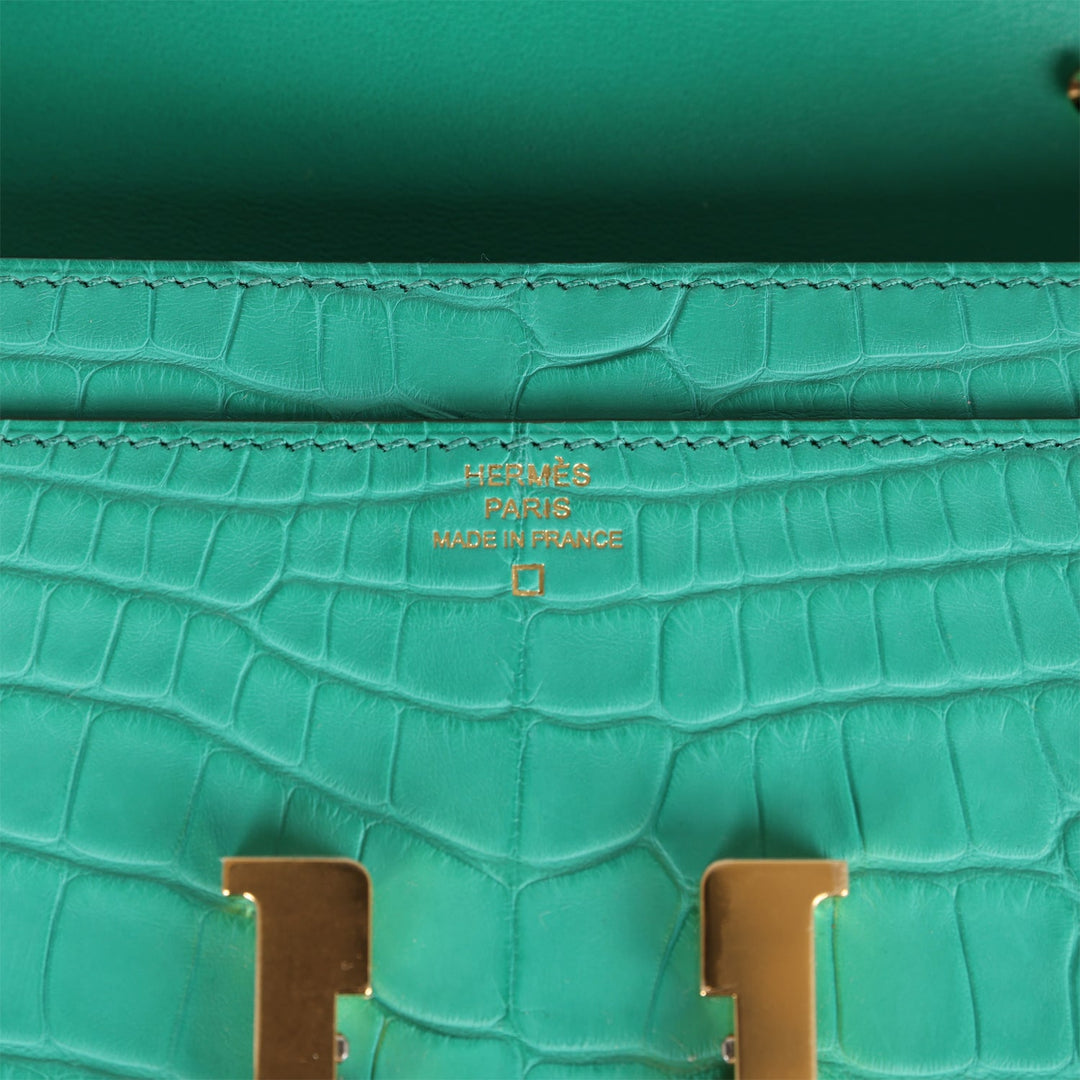 Top quality Hermes Constance Wallet To Go Vert Jade Matte Alligator Gold Hardware