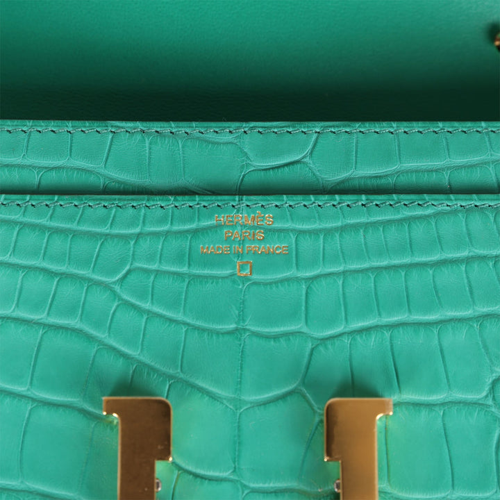 Top quality Hermes Constance Wallet To Go Vert Jade Matte Alligator Gold Hardware