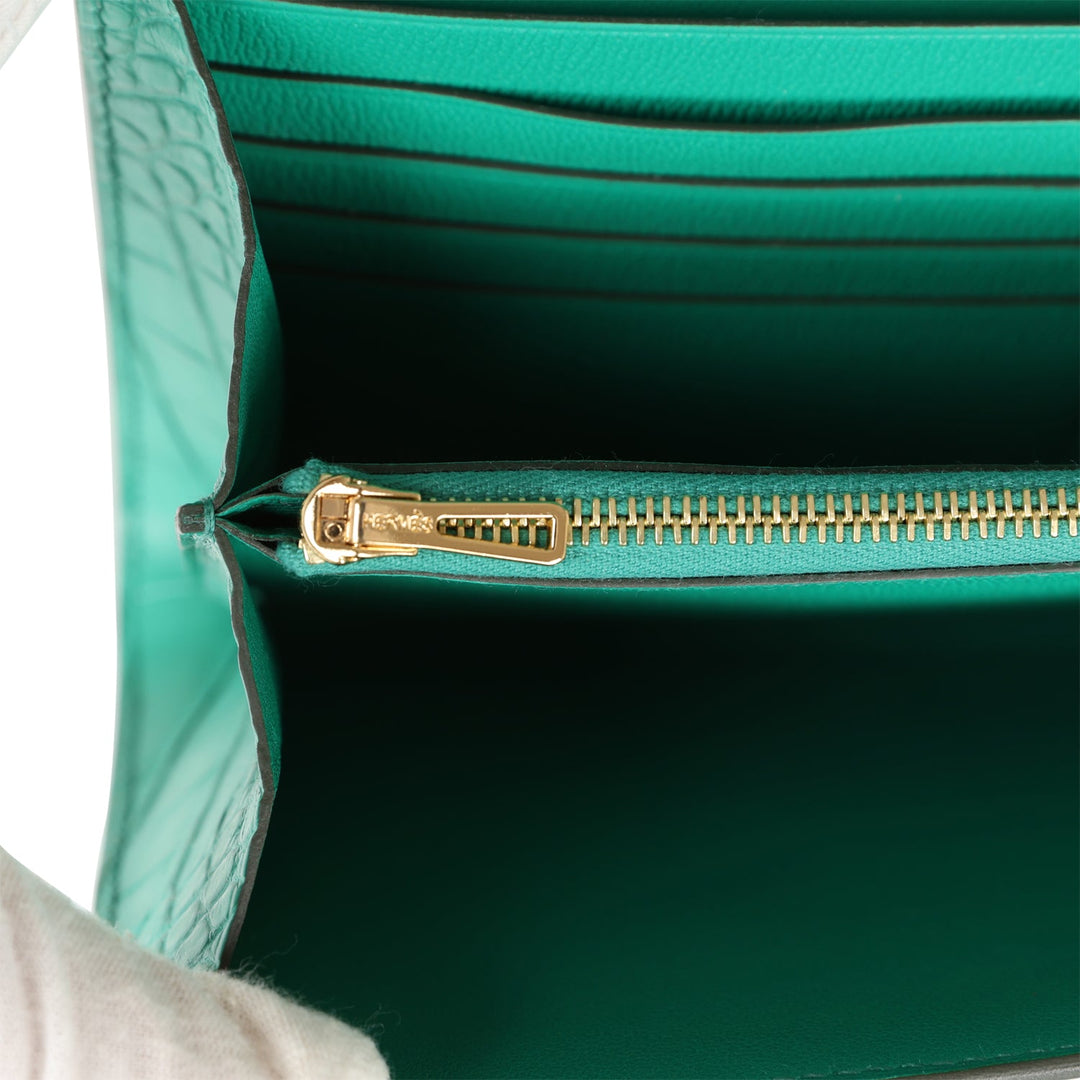 Top quality Hermes Constance Wallet To Go Vert Jade Matte Alligator Gold Hardware
