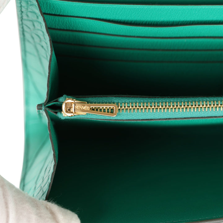 Top quality Hermes Constance Wallet To Go Vert Jade Matte Alligator Gold Hardware