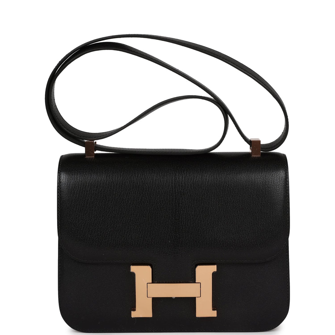 Top quality Hermes Constance 1-24 Black Chevre Chamkila Rose Gold Hardware