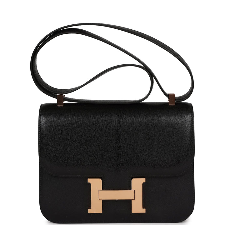 Top quality Hermes Constance 1-24 Black Chevre Chamkila Rose Gold Hardware