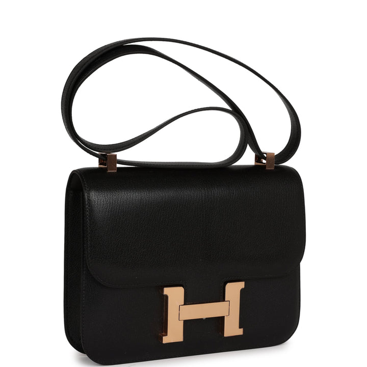 Top quality Hermes Constance 1-24 Black Chevre Chamkila Rose Gold Hardware
