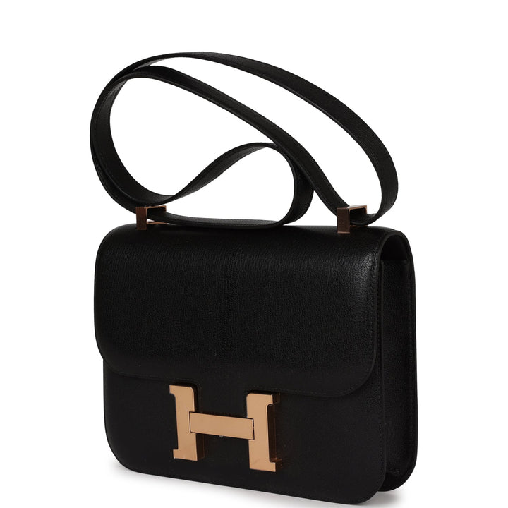 Top quality Hermes Constance 1-24 Black Chevre Chamkila Rose Gold Hardware