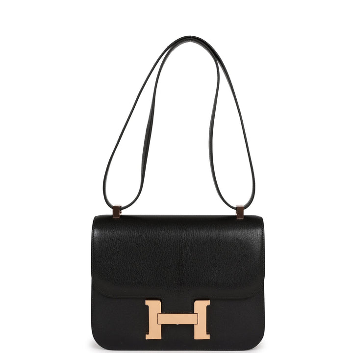 Top quality Hermes Constance 1-24 Black Chevre Chamkila Rose Gold Hardware