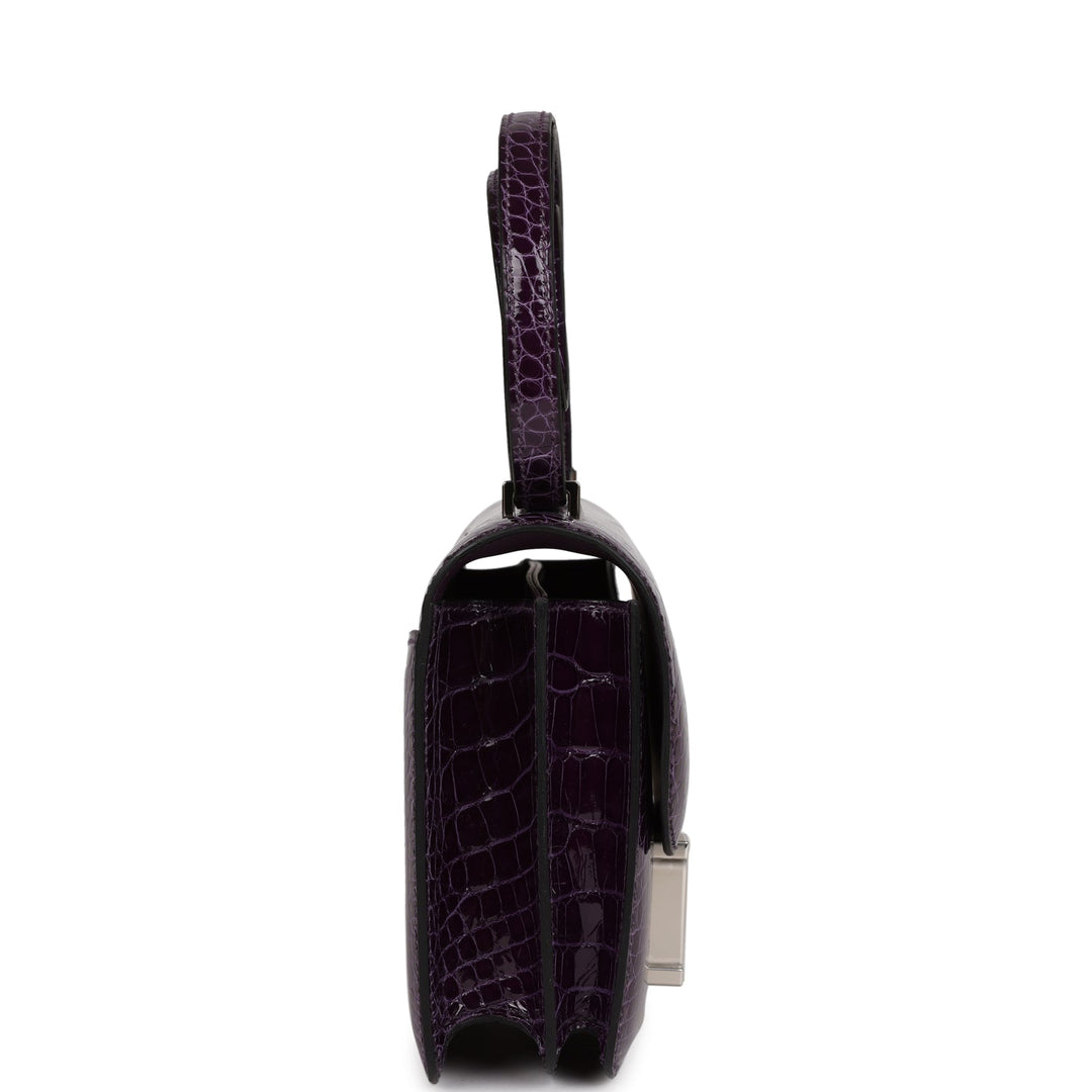 Top quality Hermes Constance 18 Amethyst Shiny Alligator Tigers Eye Quartz Palladium Hardware