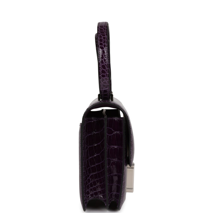 Top quality Hermes Constance 18 Amethyst Shiny Alligator Tigers Eye Quartz Palladium Hardware