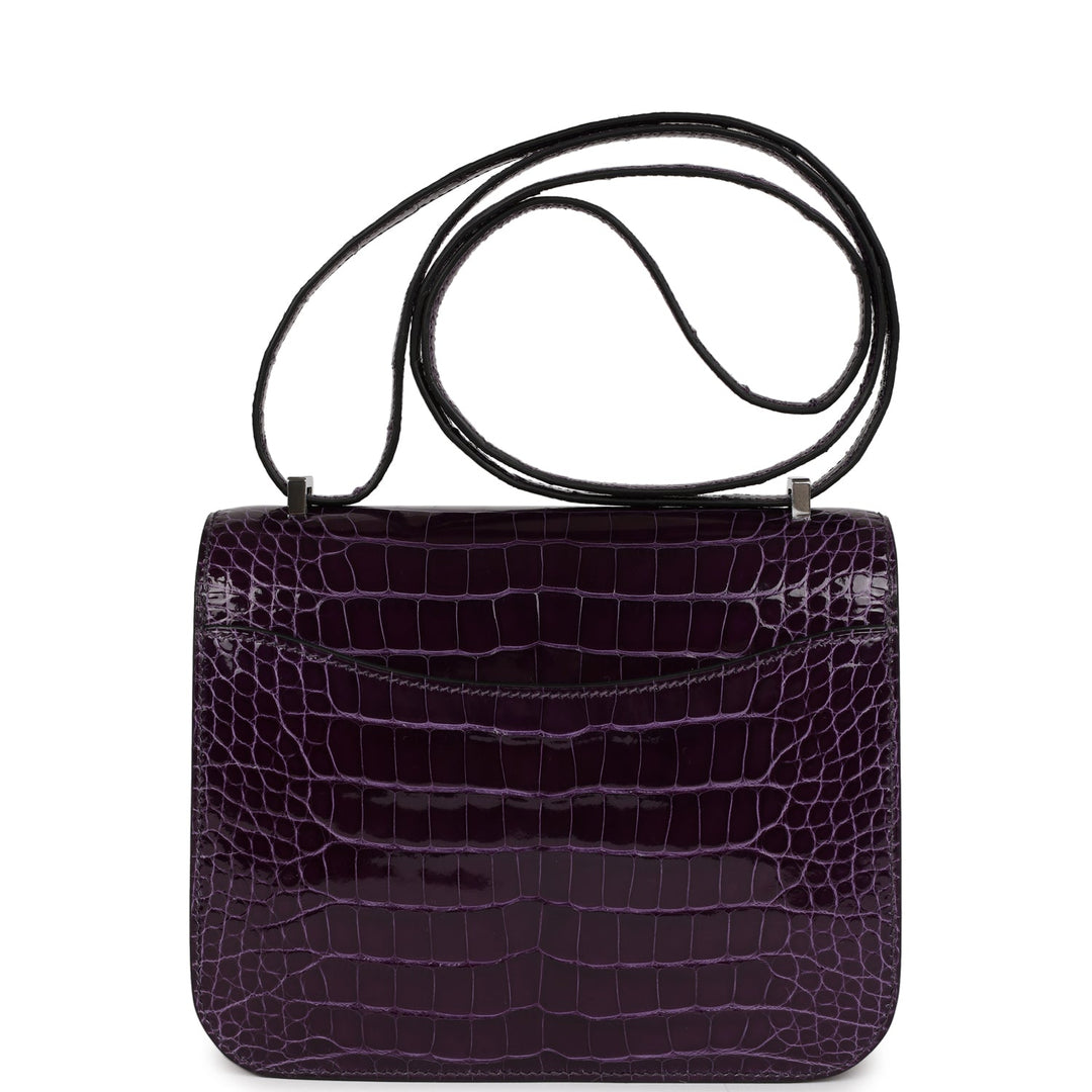 Top quality Hermes Constance 18 Amethyst Shiny Alligator Tigers Eye Quartz Palladium Hardware