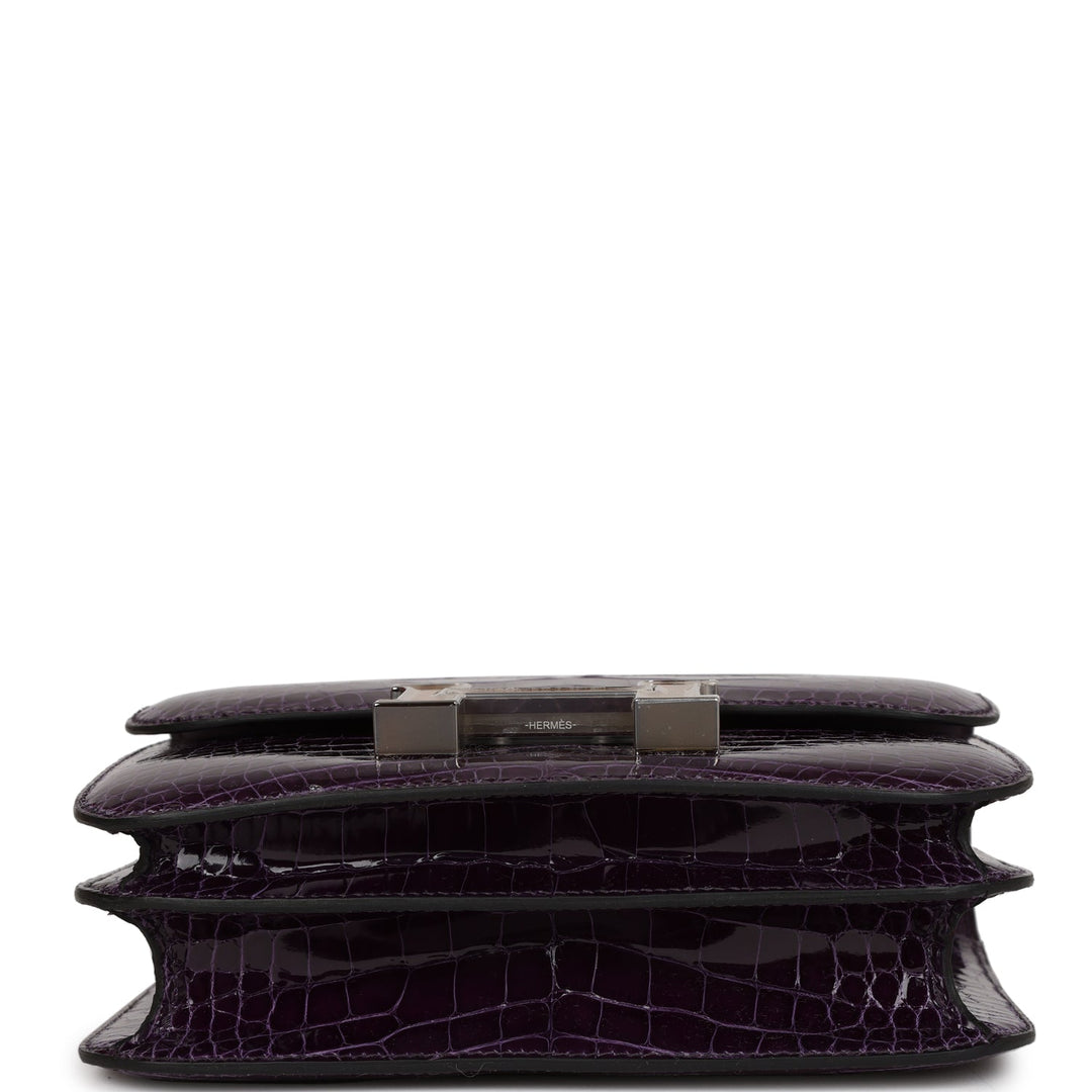Top quality Hermes Constance 18 Amethyst Shiny Alligator Tigers Eye Quartz Palladium Hardware