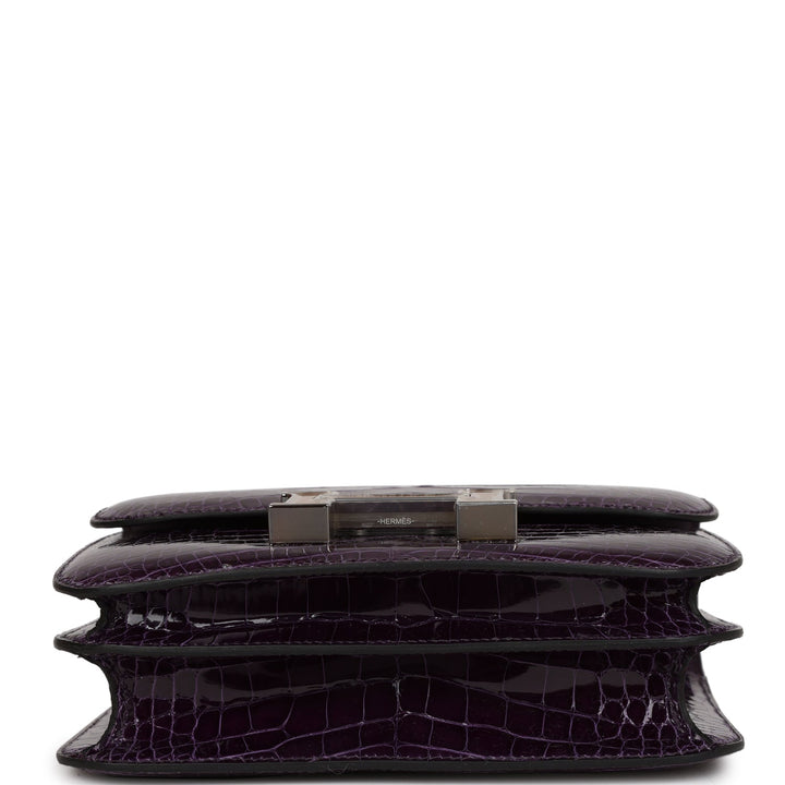 Top quality Hermes Constance 18 Amethyst Shiny Alligator Tigers Eye Quartz Palladium Hardware