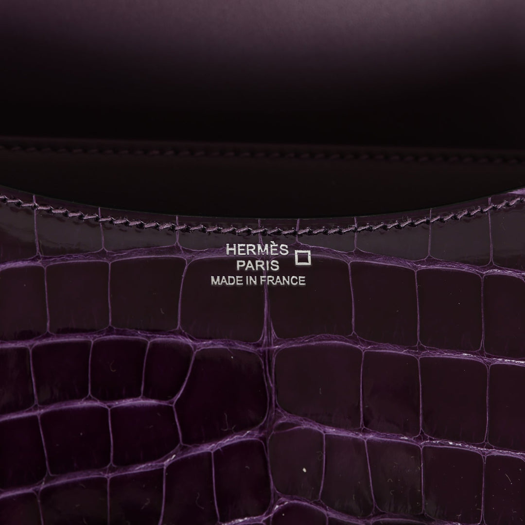Top quality Hermes Constance 18 Amethyst Shiny Alligator Tigers Eye Quartz Palladium Hardware