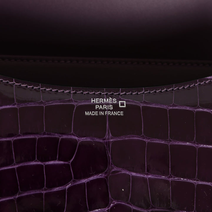Top quality Hermes Constance 18 Amethyst Shiny Alligator Tigers Eye Quartz Palladium Hardware