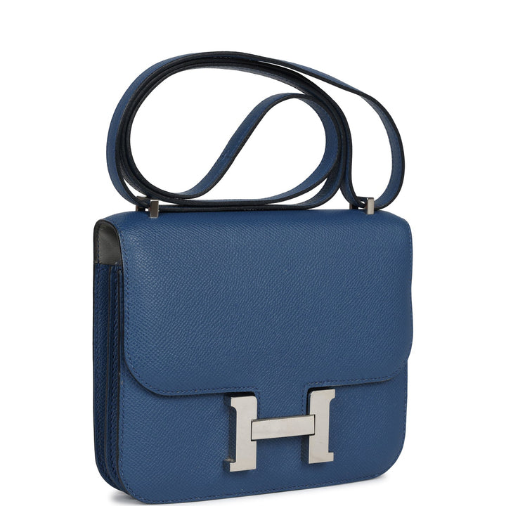 Hermes Constance 18 Bleu Agate Verso Epsom Palladium Hardware