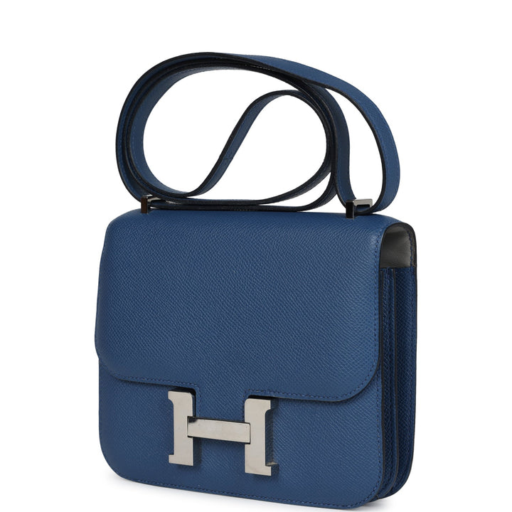 Hermes Constance 18 Bleu Agate Verso Epsom Palladium Hardware